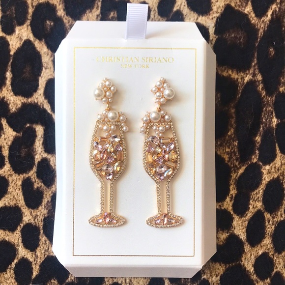 Brand Christian Siriano Champagne Glass Dangling Earrings - Picture 7 of 7